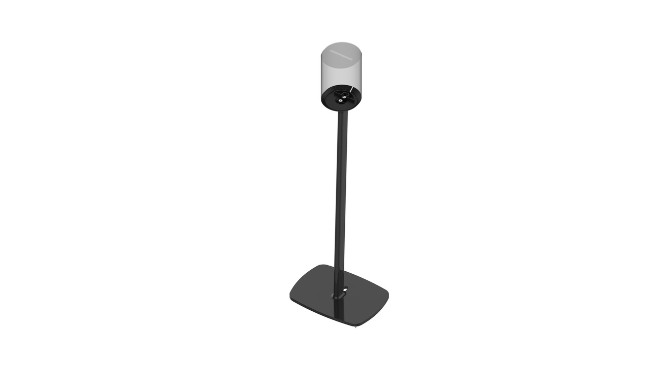 Ein schwarzer Flexson Standfuß mit einem Sonos Era 100 Lautsprecher
