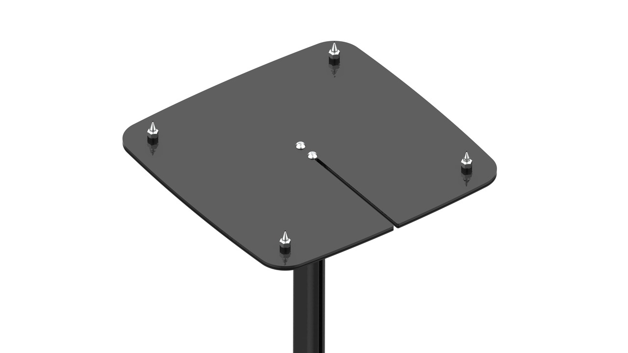 Eine schwarze Lautsprecherhalterung mit 4 Spikes für Sonos Move