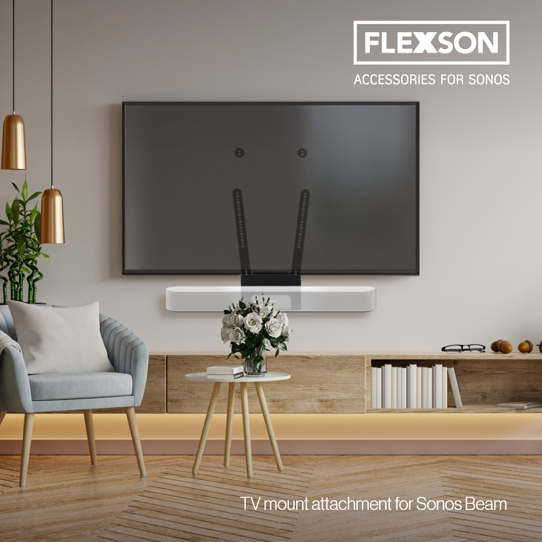 Einrichtung mit TV, Soundbar, Tisch und Stuhl